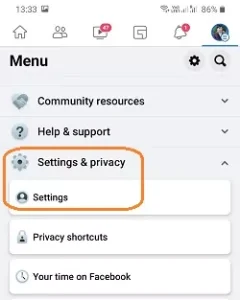 facebook password change